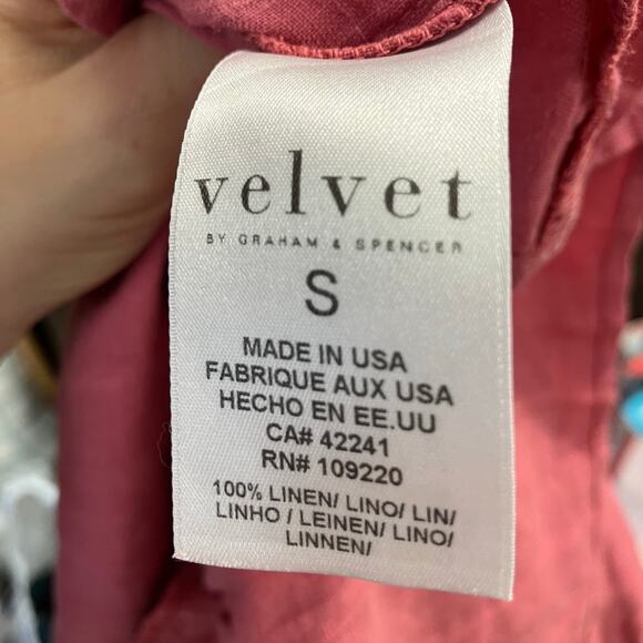 Velvet by Graham & Spencer Linen Dress Small Pink Tiered Ruffle Sleeve Boho USA - Picture 11 of 16